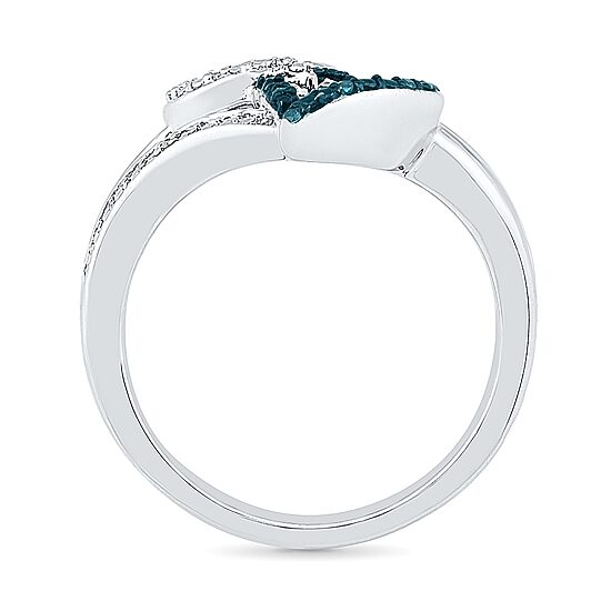 Womens Diamond Accent Natural Blue Diamond Sterling Silver Heart Cocktail Ring