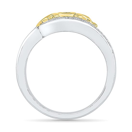 "Mom" Womens Diamond Accent Natural White Diamond 10K Gold Over Silver Cocktail Ring