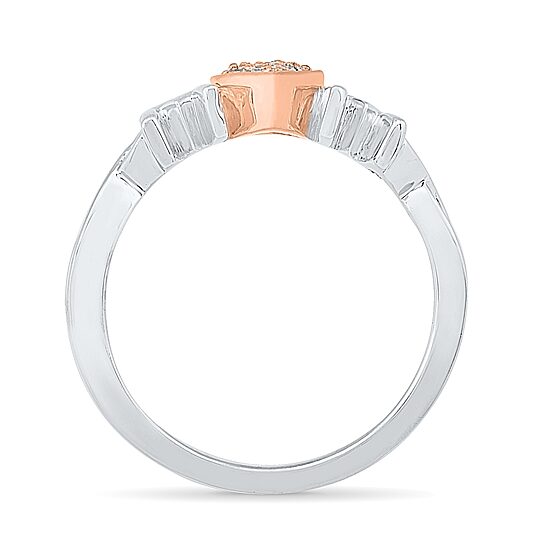 "Mom" Womens Diamond Accent Natural White Diamond 10K Gold Over Silver Cocktail Ring