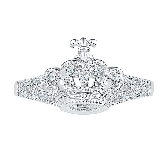Womens Diamond Accent Natural White Diamond Sterling Silver Cocktail Ring