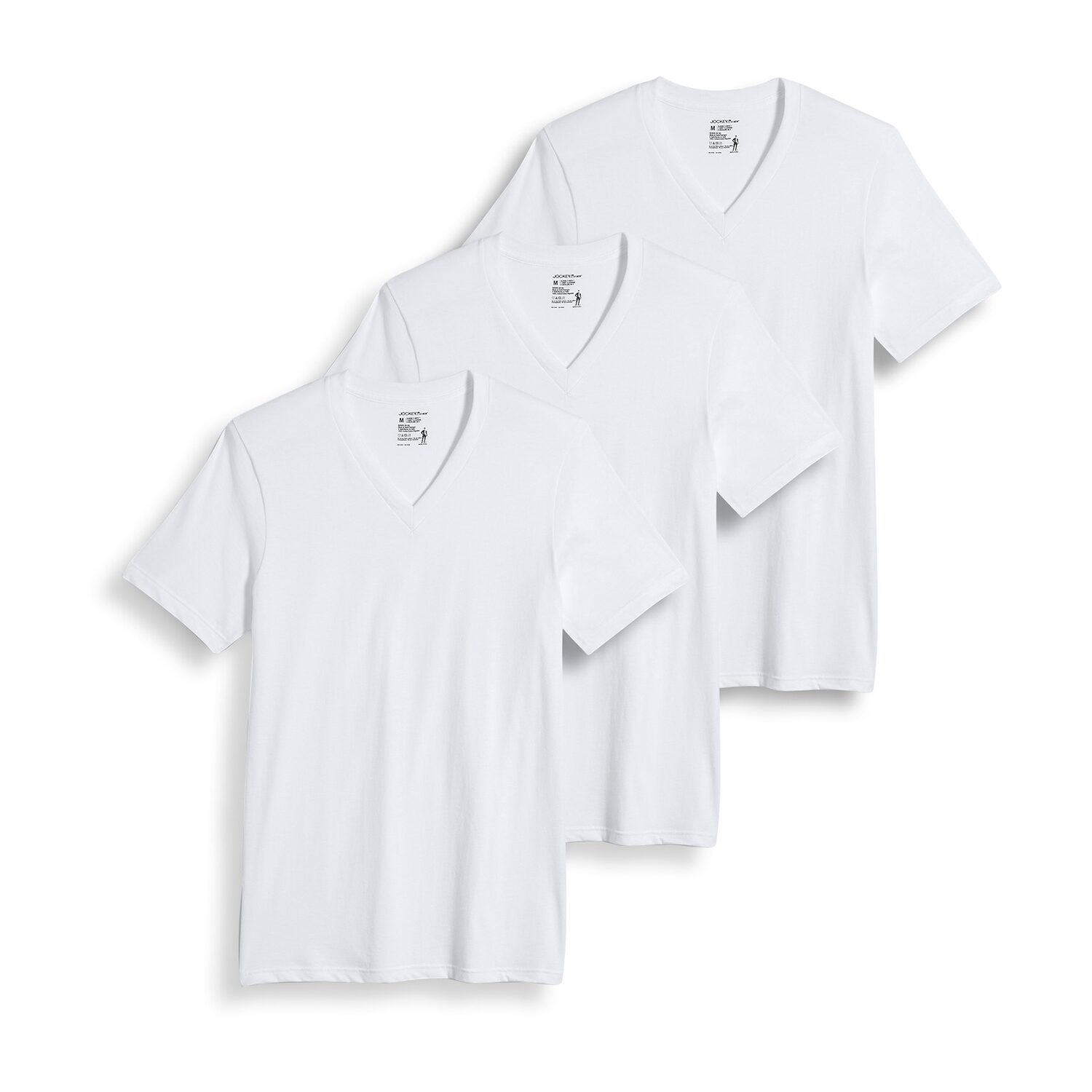 Jockey Classics Mens 3 Pack Short Sleeve V Neck Moisture Wicking T-Shirt