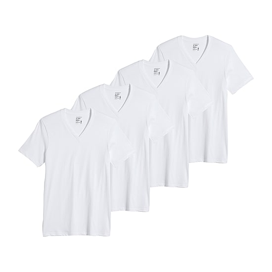 Jockey Classics Bonus Pack Mens 4 Pack Short Sleeve V Neck Moisture Wicking T-Shirt