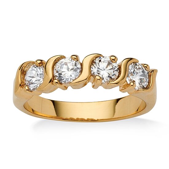 Womens 2.5MM 1 CT. T.W. Cubic Zirconia 18K Gold Over Brass Band
