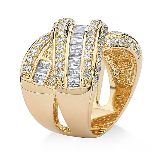 Womens 3 3/4 CT. T.W. Cubic Zirconia 14K Gold Over Brass Cocktail Ring