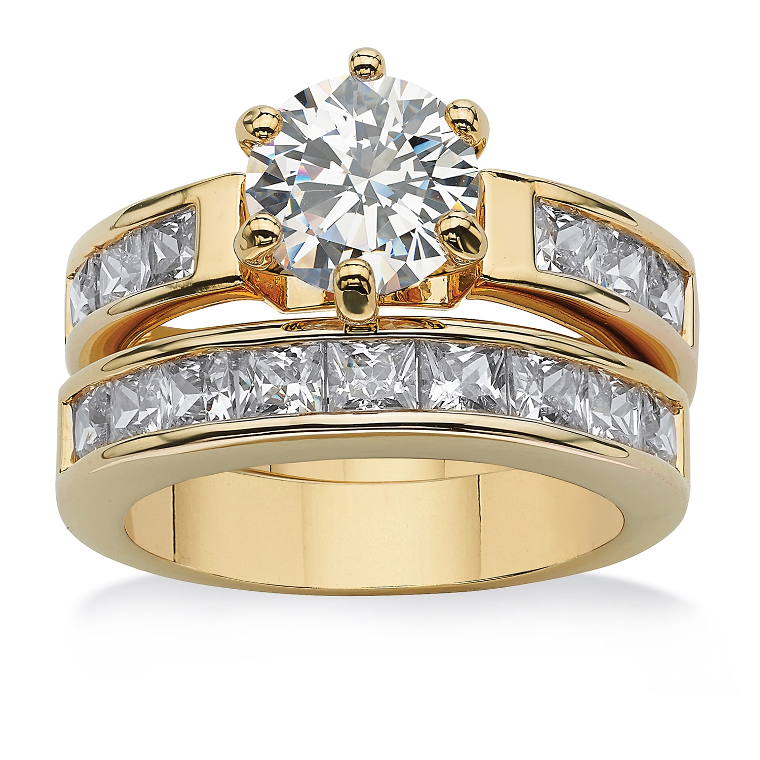 Womens CT. T.W. Cubic Zirconia 14K Gold Over Brass Bridal Set