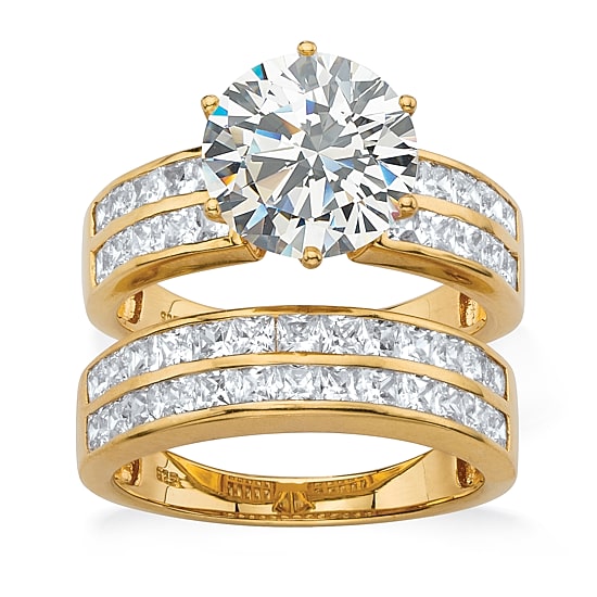 DiamonArt® Womens 5 3/4 CT. T.W. White Cubic Zirconia 18K Gold Over Silver Bridal Set