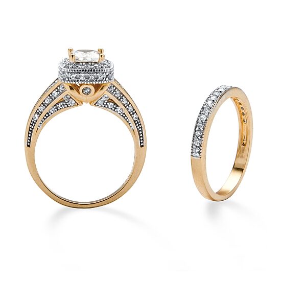 Womens 1 1/3 CT. T.W. Cubic Zirconia 18K Gold Over Brass Bridal Set