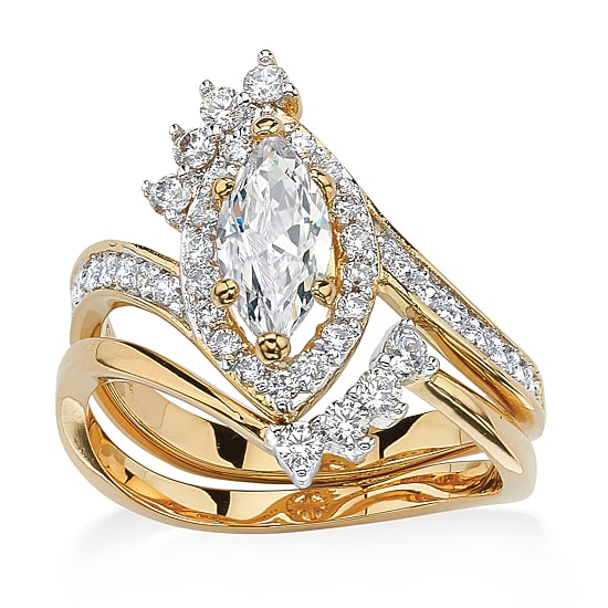 Womens 1 3/4 CT. T.W. Cubic Zirconia 14K Gold Over Brass Bridal Set