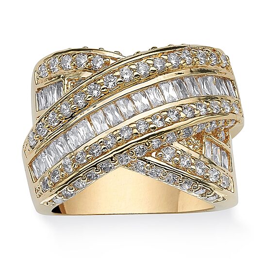 Womens 3 3/4 CT. T.W. Cubic Zirconia 14K Gold Over Brass Cocktail Ring