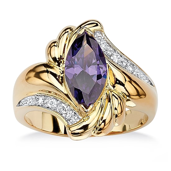 Womens 2 CT. T.W. Purple Cubic Zirconia 14K Gold Over Brass Cocktail Ring