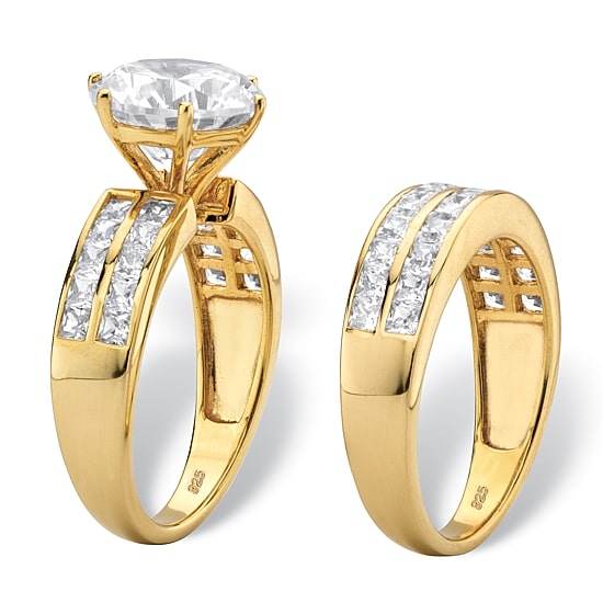 DiamonArt® Womens 5 3/4 CT. T.W. White Cubic Zirconia 18K Gold Over Silver Bridal Set