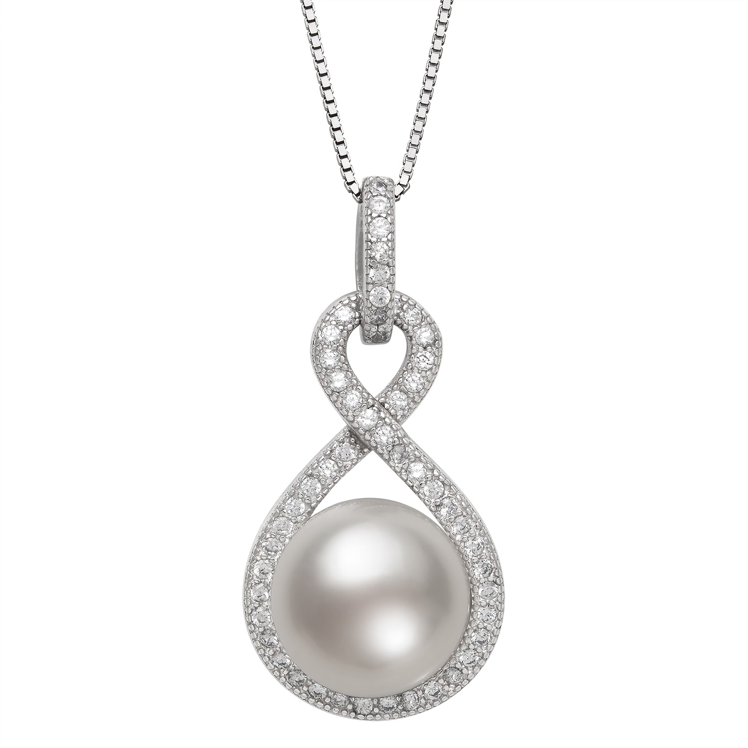 Womens White Cultured Freshwater Pearl Sterling Silver Inch Pendant Necklace