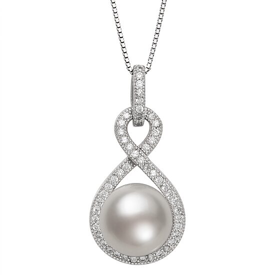 Womens White Cultured Freshwater Pearl Sterling Silver 18 Inch Pendant Necklace