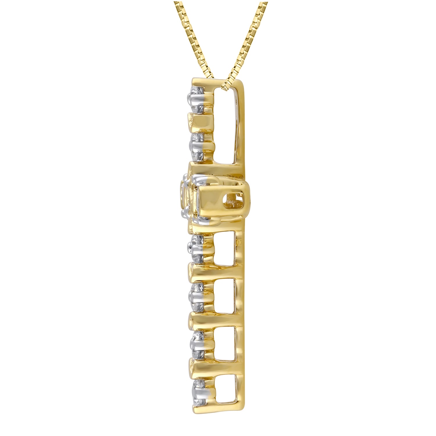 Womens 1/4 CT. T.W. Natural White Diamond 10K Gold Cross 18 Inch Pendant Necklace