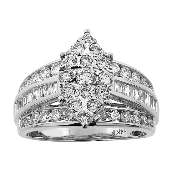 Womens 1 1/2 CT. T.W. Natural White Diamond 10K Gold Marquise Side Stone Engagement Ring