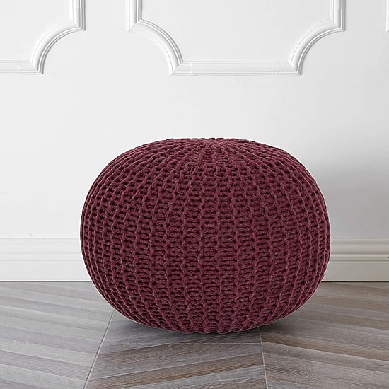 Urban Shop Round Knit Pouf Ottoman