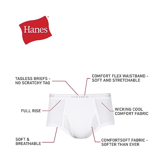 Hanes Mens 6 Pack Briefs J252w6