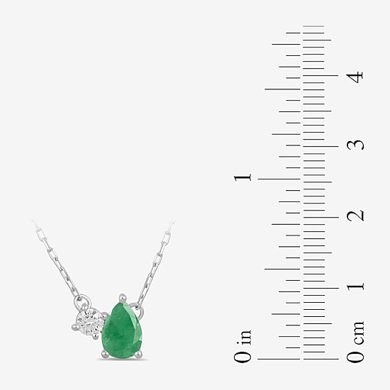 Toi Et Moi Womens Genuine Gemstone &  1/10 CT. T.W. Lab Grown Diamond 10K White Gold Pear Pendant Necklace
