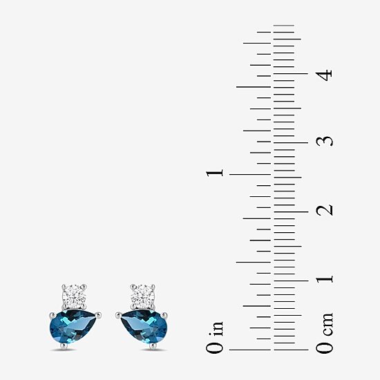 Toi Et Moi Genuine Gemstone &  1/5 CT. T.W.  Lab Grown Diamond 10K White Gold 8.1mm Pear Stud Earrings