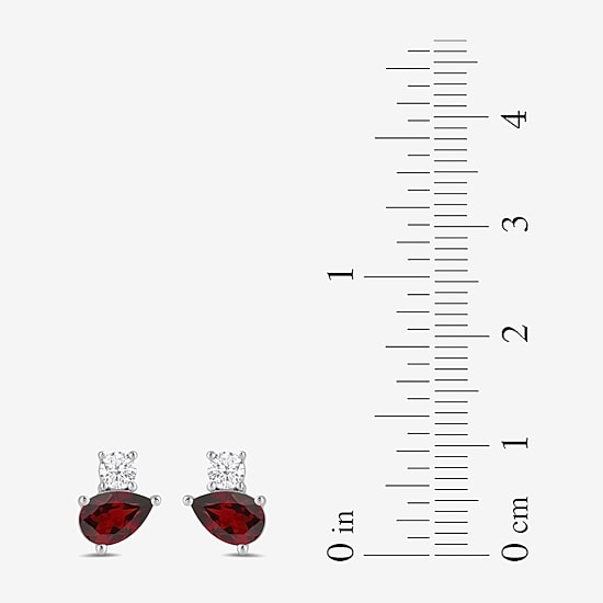 Toi Et Moi Genuine Gemstone &  1/5 CT. T.W.  Lab Grown Diamond 10K White Gold 8.1mm Pear Stud Earrings