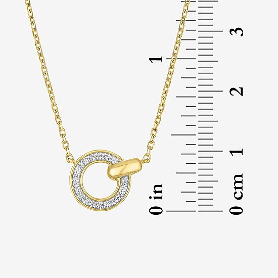 Diamond Addiction (G-H / I1-I2) Womens 1/10 CT. T.W. Lab Grown White Diamond 14K Gold Over Silver Circle 16 Inch Pendant Necklace