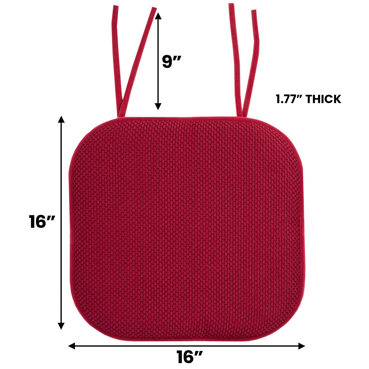 Sweet Home Collection™ Honeycomb Memory Foam Non-Slip 16" x Chair Cushion Pad with Ties