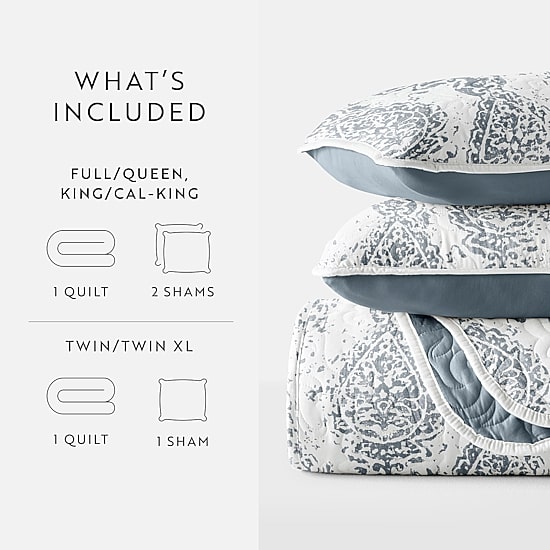 Casual Comfort Damask Reversible Quilt Set