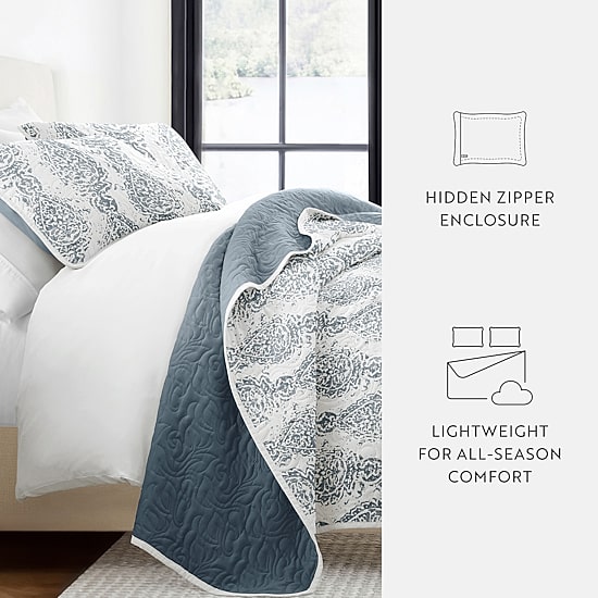 Casual Comfort Damask Reversible Quilt Set