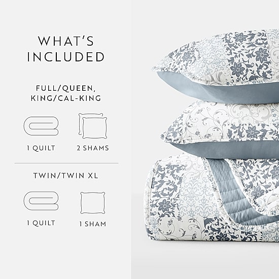 Casual Comfort Patchwork REVERSIBLE Quilt Set
