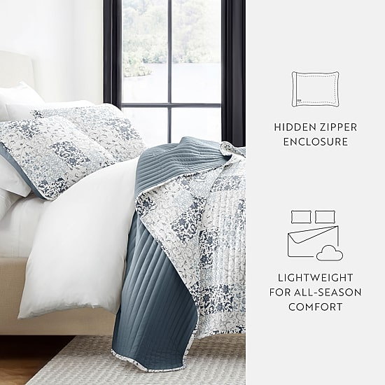 Casual Comfort Patchwork REVERSIBLE Quilt Set