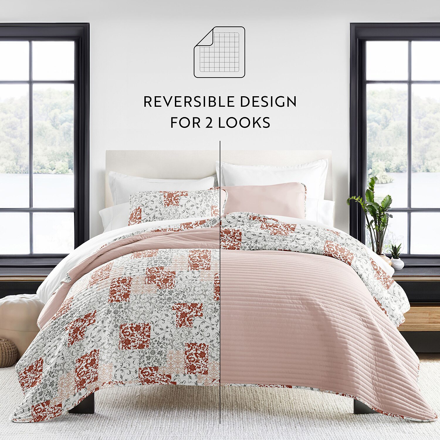 Casual Comfort Patchwork REVERSIBLE Quilt Set