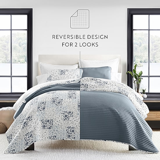 Casual Comfort Patchwork REVERSIBLE Quilt Set