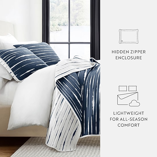 Casual Comfort Lines REVERSIBLE Quilt Set