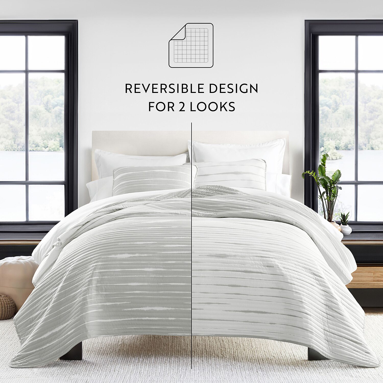 Casual Comfort Lines REVERSIBLE Quilt Set