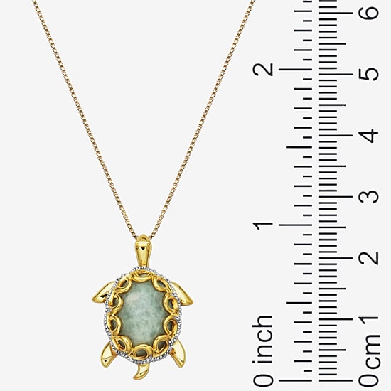 Jade Turtle Pendant Necklace 14K/Sterling Silver