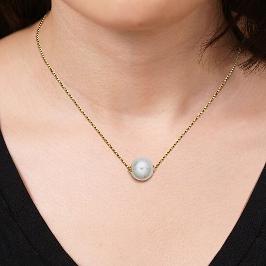 Womens White Cultured Freshwater Pearl 18K Gold Over Silver 18 Inch Pendant Necklace