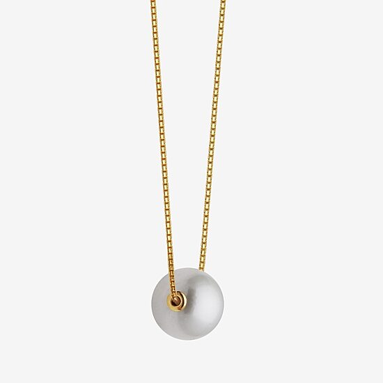 Womens White Cultured Freshwater Pearl 18K Gold Over Silver 18 Inch Pendant Necklace
