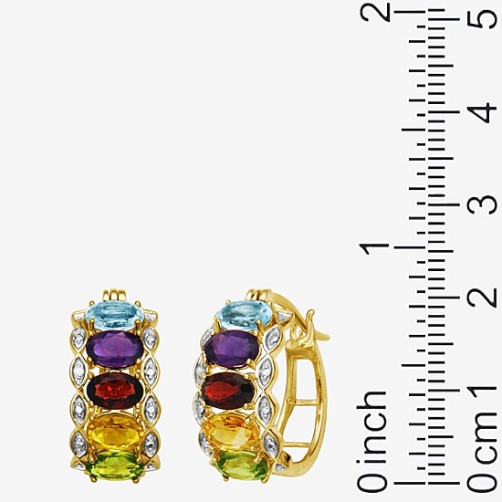 Multi-Gemstone and Diamond-Accent Hoop Earrings