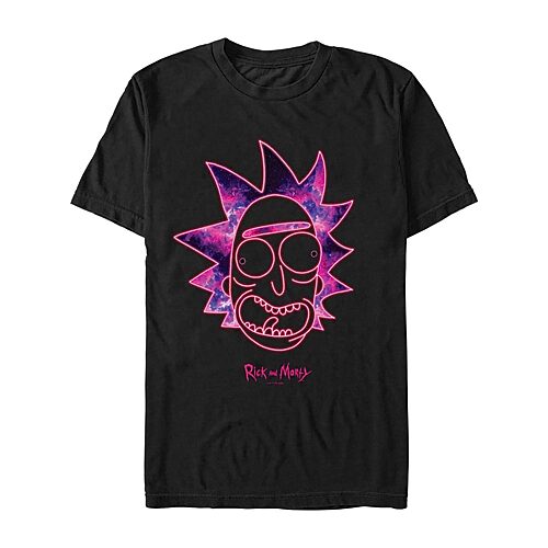 Novelty Mens Short Sleeve Rick and Morty Graphic T-Shirt, Medium, Black