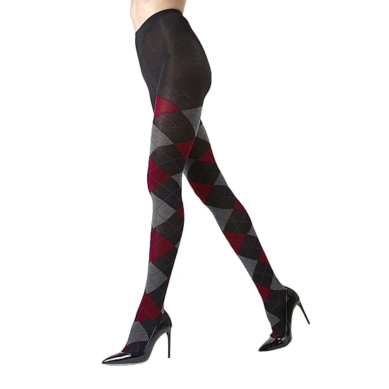 MeMoi Womens Textured Argyle Sweater 1 Pair Argyle Tights