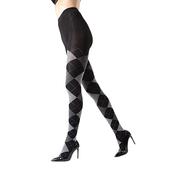MeMoi Womens Textured Argyle Sweater 1 Pair Argyle Tights