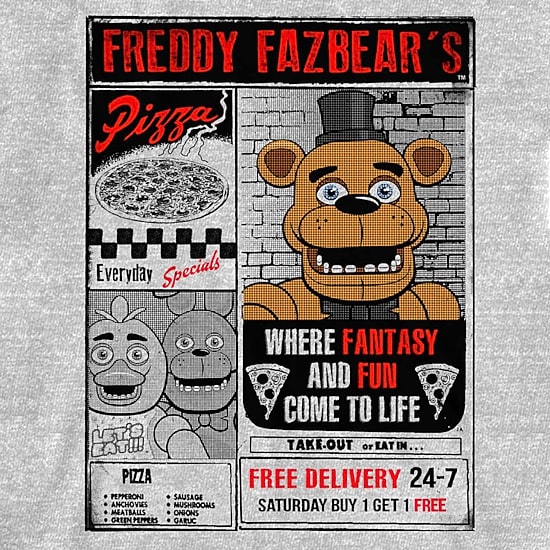 Little & Big Kid Boys Crew Neck Short Sleeve Loose Fit Five Nights at Freddys Graphic T-Shirt