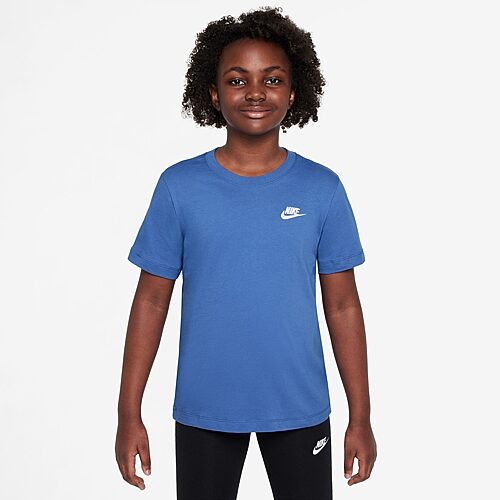 Nike Futura Big Kid Unisex Crew Neck Short Sleeve Regular Fit Graphic T-Shirt, Medium, Blue