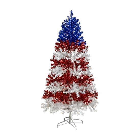 Northlight 6ft Pre-Lit Tinsel - Clear Lights 6 Foot Pre-Lit Christmas Tree
