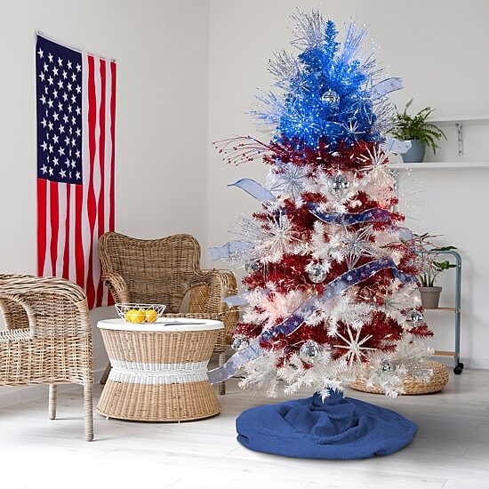 Northlight 6ft Pre-Lit Tinsel - Clear Lights 6 Foot Pre-Lit Christmas Tree