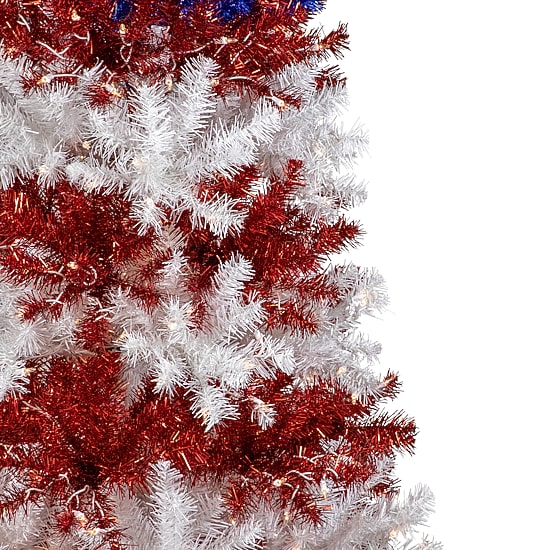 Northlight 6ft Pre-Lit Tinsel - Clear Lights 6 Foot Pre-Lit Christmas Tree