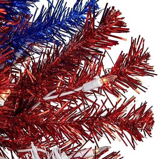 Northlight 6ft Pre-Lit Tinsel - Clear Lights 6 Foot Pre-Lit Christmas Tree