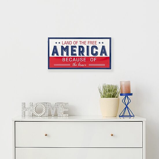 Northlight 20in Land Of The Free Because Of The Brave Wall Sign