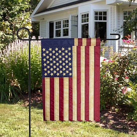 Northlight 18in X 12.5in Embroidered Tea-Stained Usa Garden Flag