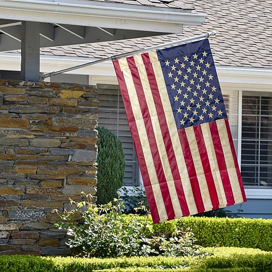 Northlight 40in X 28in Embroidered Tea-Stained Usa Garden Flag